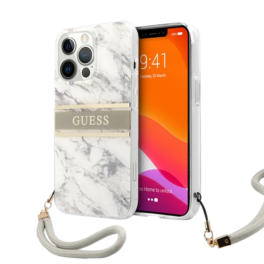 Guess HC PC/TPU Marble Strap for iPhone 13 Pro Grey