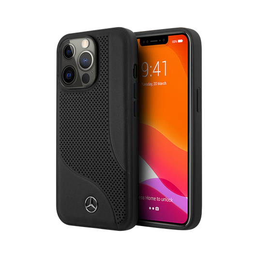Mercedes Benz HC Leather Perforated Area for iPhone 13 Pro Black
