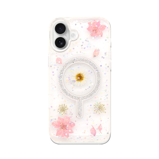 Wisecase iPhone 16 Plus Moda Print Magsafe Case White Chamomile