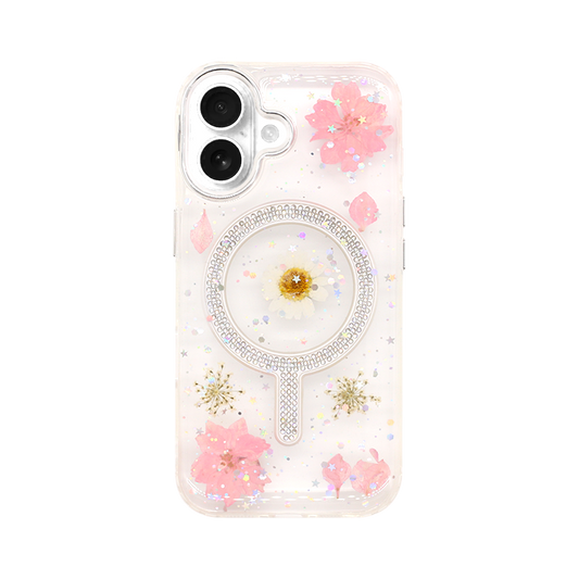 Wisecase iPhone 16 Moda Print Magsafe Case White Chamomile