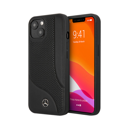 Mercedes Benz HC Leather Perforated Area for iPhone 13 Black