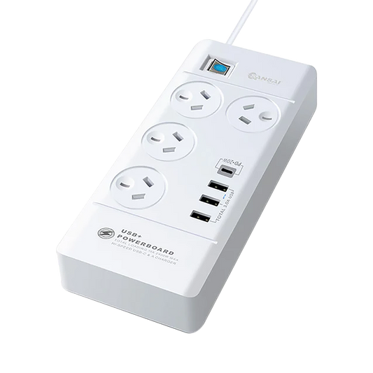 Sansai 4 Outlet USB-A and USB-C Powerboard White