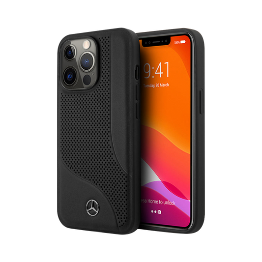 Mercedes Benz HC Leather Perforated Area for iPhone 13 Pro Max Black