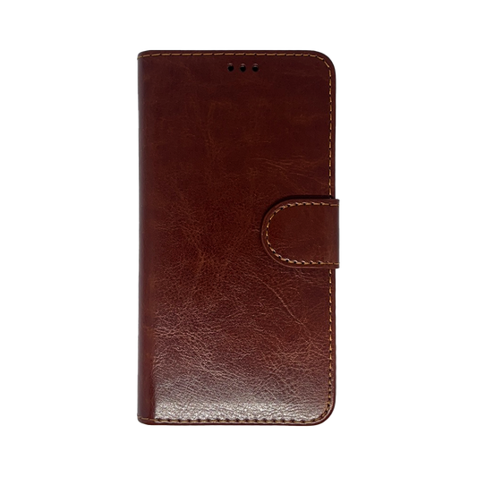 iPhone X Master Glossy Leather Look Wallet - Brown