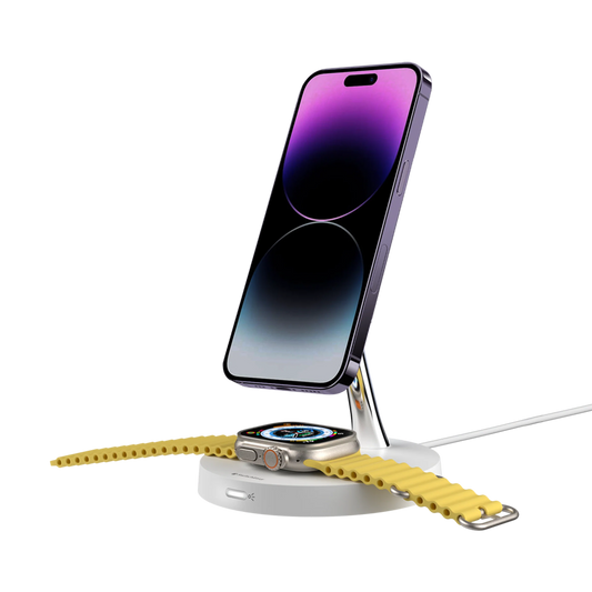 SwitchEasy MagPower 2-in-1 Magnetic Wireless Charger For iPhone/Apple Watch/AirPods White