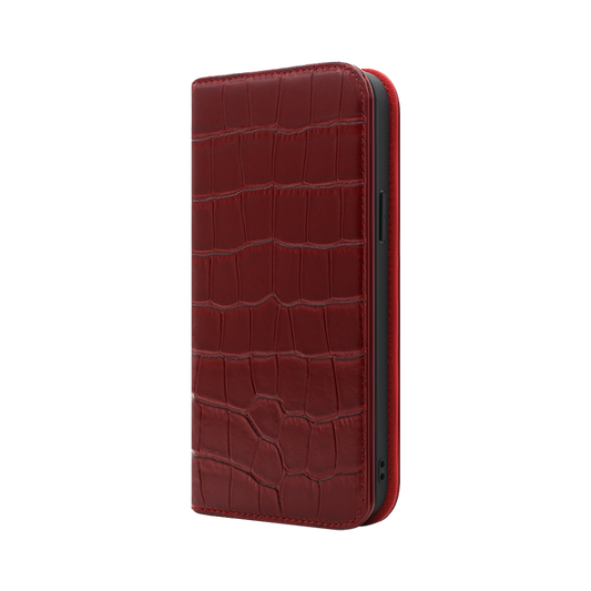 Wisecase iPhone 13 ProMax Wallet Folio Crocodile Red