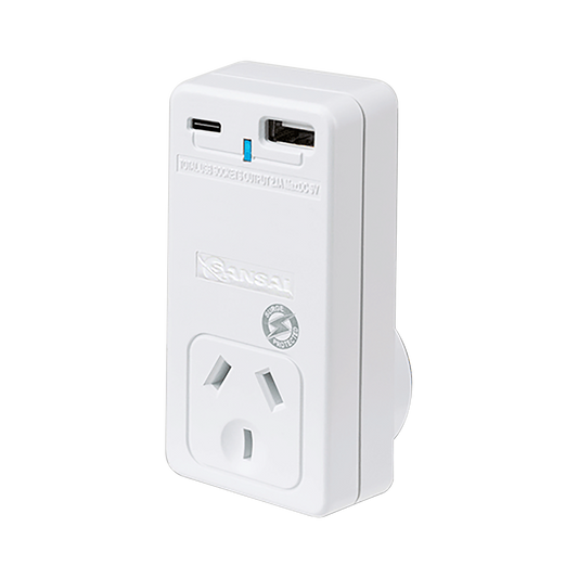 Sansai USB C + A Power Adaptor White