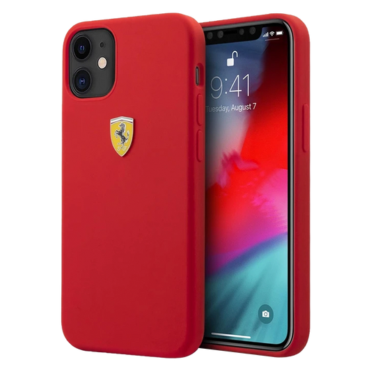 Ferrari Silicone Hard Case On Track With Soft Microfiber Interior - iPhone 12 / iPhone 12 Pro Red